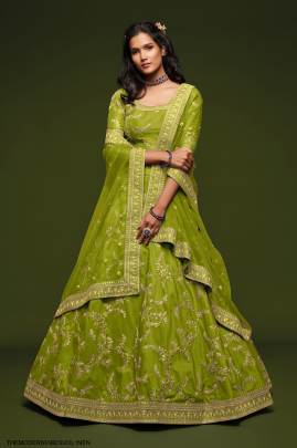 Neon Art Silk Lehenga Choli From The Modern Vibes Vol 1 by Zeel Clothing