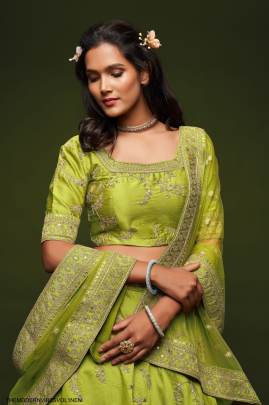 Neon Art Silk Lehenga Choli From The Modern Vibes Vol 1 by Zeel Clothing