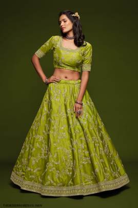 Neon Art Silk Lehenga Choli From The Modern Vibes Vol 1 by Zeel Clothing