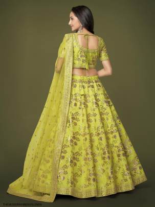 Neon Slub Silk Lehenga Choli From The Modern Vibes Vol 2 by Zeel Clothing