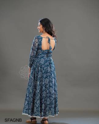 Rama Butti Fox Georgette With  kolam Mural Print Gown