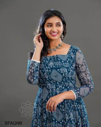 Rama Butti Fox Georgette With  kolam Mural Print Gown