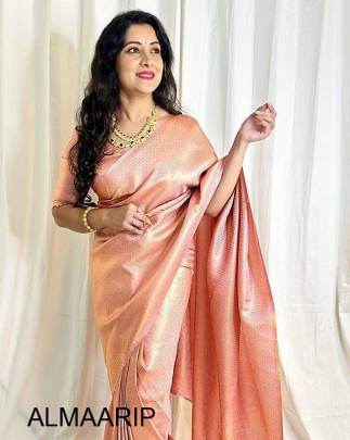 New Pink Soft Silk Jacquard Banarasi Saree