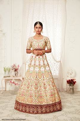 Off White Art Silk Lehenga Choli From Neo Traditional Vol 2 by Zeel Clothing