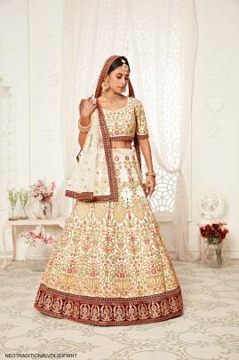 Off White Art Silk Lehenga Choli From Neo Traditional Vol 2 by Zeel Clothing