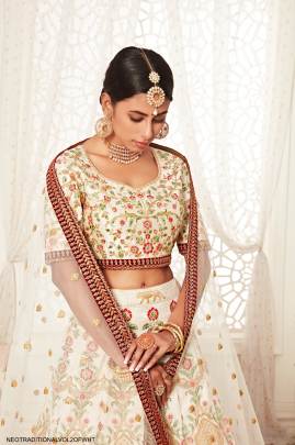 Off White Art Silk Lehenga Choli From Neo Traditional Vol 2 by Zeel Clothing