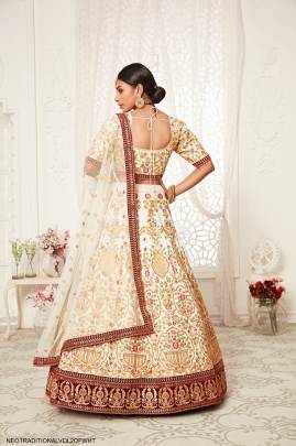 Off White Art Silk Lehenga Choli From Neo Traditional Vol 2 by Zeel Clothing