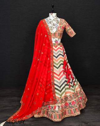 Orange Lighten Up Your Special Day With Our Exclusive Georgette Lehenga Choli