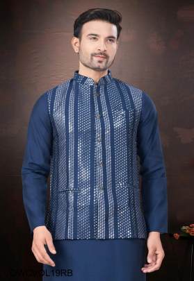 Outluk Wedding Collection Vol 19 Mens Kurta Pajama With Koti In Royal Blue