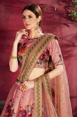 Peach Heavy Banglori Silk Lehenga Choli From Carnations by Zeel Clothing