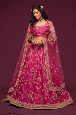 Pink Art Silk Lehenga Choli From The Modern Vibes Vol 1 by Zeel Clothing