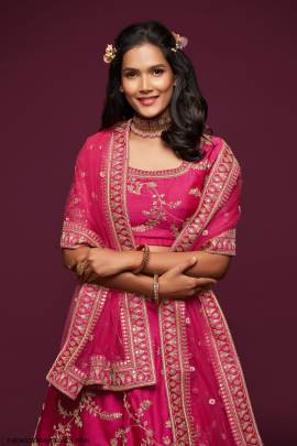 Pink Art Silk Lehenga Choli From The Modern Vibes Vol 1 by Zeel Clothing