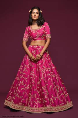 Pink Art Silk Lehenga Choli From The Modern Vibes Vol 1 by Zeel Clothing