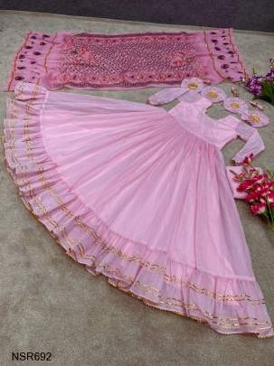 Pink Color Designer Party Wear Look Gown With Pant NSR692