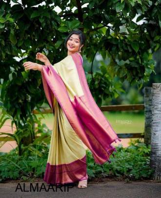 Pink Color Pure Soft Silk Heavy Saree With Zari Pallu