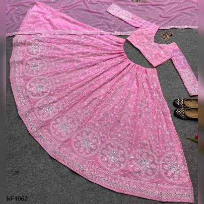 Pink Colour Embroidered Attractive Party Wear Silk Lehenga choli NF1062