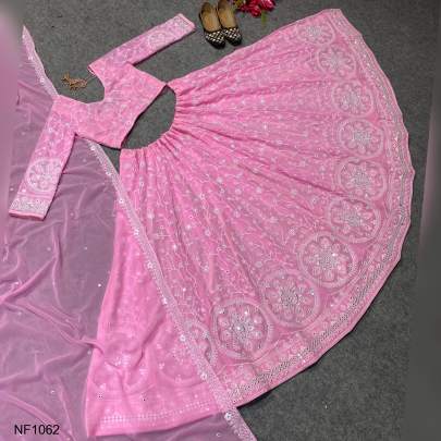 Pink Colour Embroidered Attractive Party Wear Silk Lehenga choli NF1062