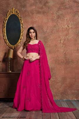 Pink Georgette Lehenga Choli From Neo Romantic Vol 1 by Zeel Clothing 