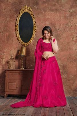 Pink Georgette Lehenga Choli From Neo Romantic Vol 1 by Zeel Clothing