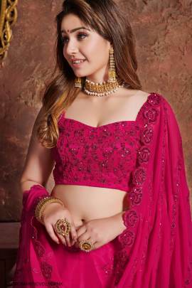 Pink Georgette Lehenga Choli From Neo Romantic Vol 1 by Zeel Clothing