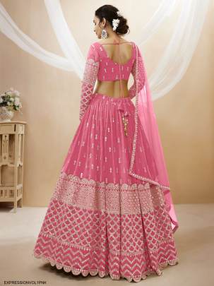 Pink Georgette Sequence Zari Embroidered Work Lehenga Expression Vol 1 by Zeel Clothing