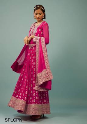 Pink New Designer Embroidery Work FULLY Stitched Fancy Buttons Anarkali