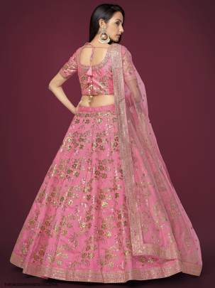 Pink Slub Silk Lehenga Choli From The Modern Vibes Vol 2 by Zeel Clothing