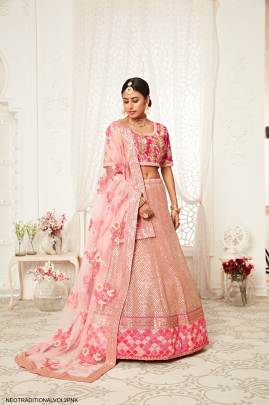 Pink Soft Net Lehenga Choli From Neo Traditional Vol 2 by Zeel Clothing