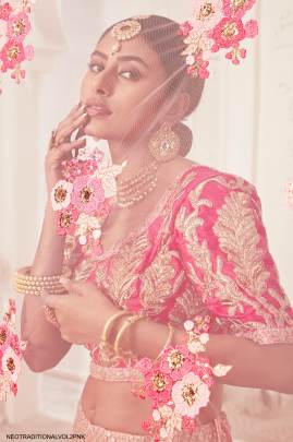 Pink Soft Net Lehenga Choli From Neo Traditional Vol 2 by Zeel Clothing