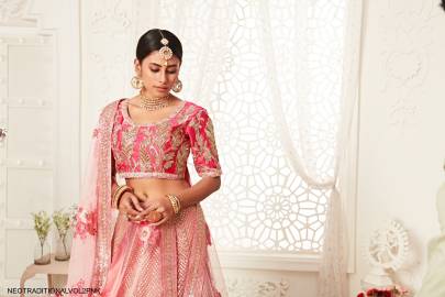 Pink Soft Net Lehenga Choli From Neo Traditional Vol 2 by Zeel Clothing