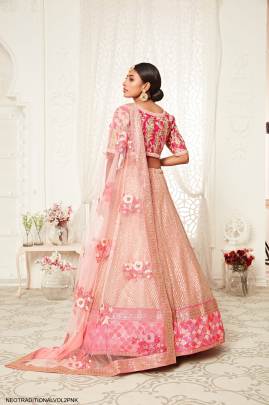 Pink Soft Net Lehenga Choli From Neo Traditional Vol 2 by Zeel Clothing