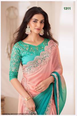 Pioneer Shaded Chiffon Saree in Light Pink