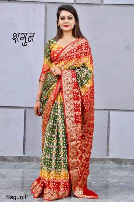 Pista Beautiful Gharchola Bandhani Saree Catalog Sagun