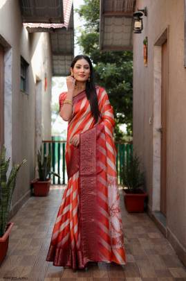 Premium Quality Dola Soft Silk Saree in Dark Orange