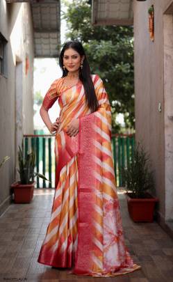 Premium Quality Dola Soft Silk Saree in Light Orange