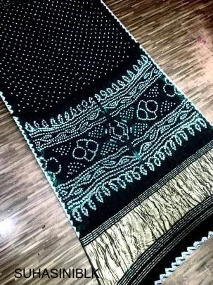 Pure Bandhej with Lagdi Patta Zari Weving Rich Pallu Saree in Black