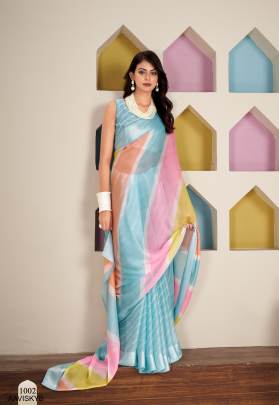 Pure Jari Chiffon Saree in Sky Blue