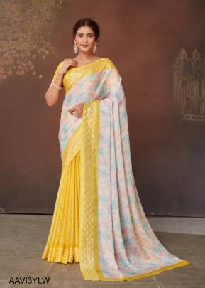 Pure Jari Chiffon with Weaving Border in Yellow