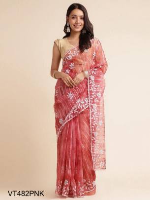 Pure Organza Silk Saree in Light Pink