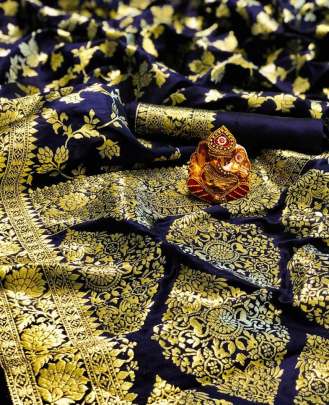 pure silk saree with gold jari jal and border with reach pallu