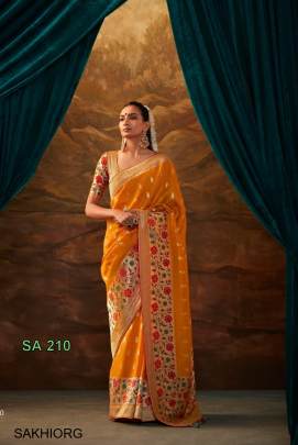 Pure Viscose Dola Silk with Paithani Border Saree in Orange