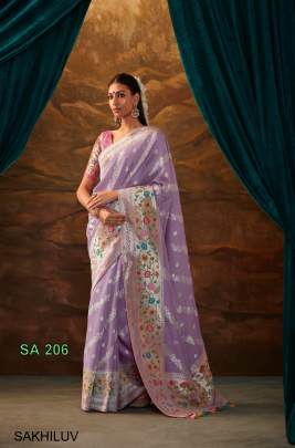 Pure Viscose Dola Silk with Paithani Border Saree in Lavender