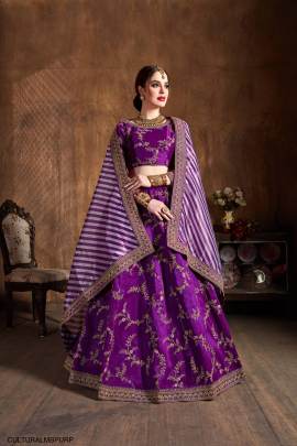 Purple Mulberry Silk Lehenga Choli From Cultural by Zee Clothing