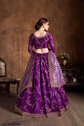 Purple Mulberry Silk Lehenga Choli From Cultural by Zee Clothing