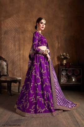 Purple Mulberry Silk Lehenga Choli From Cultural by Zee Clothing