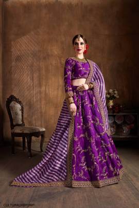 Purple Mulberry Silk Lehenga Choli From Cultural by Zee Clothing