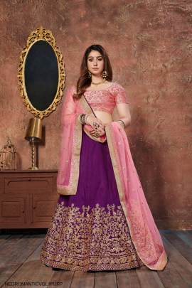 Purple Mulbury Silk Lehenga Choli From Neo Romantic Vol 1 by Zeel Clothing 