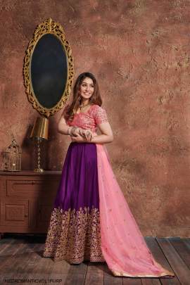 Purple Mulbury Silk Lehenga Choli From Neo Romantic Vol 1 by Zeel Clothing