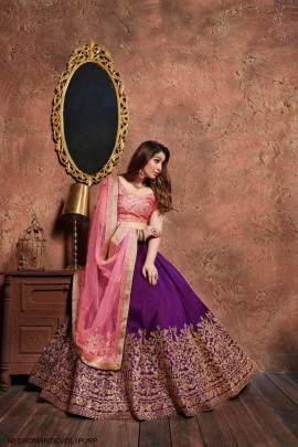 Purple Mulbury Silk Lehenga Choli From Neo Romantic Vol 1 by Zeel Clothing