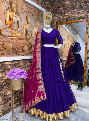 Purple New Designer Party Wear Lengha Choli and Duppata With Embrodary  Work